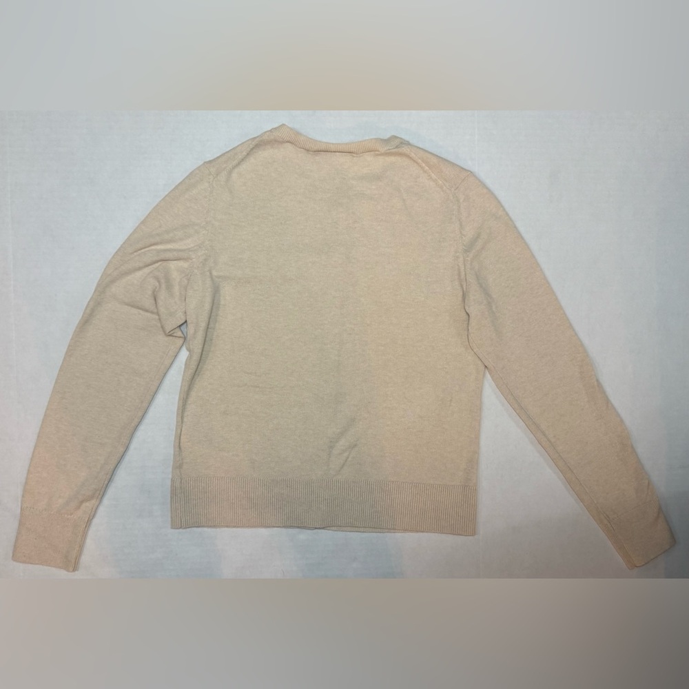 GAP Crewneck Cardigan Long Sleeve Light Oat Heather Size S - Picture 3 of 14